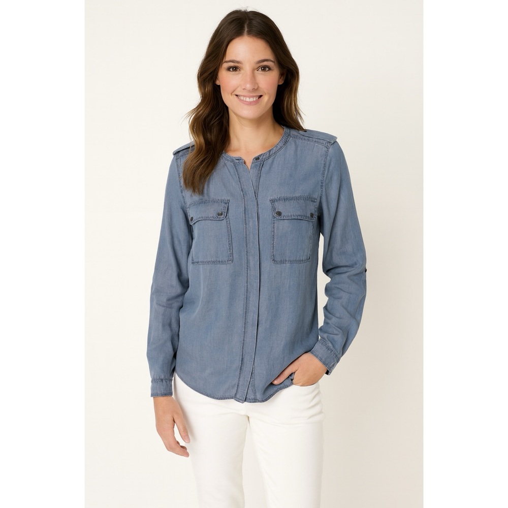 Two By Vince Camuto Chambray Button Down Utility … - image 1